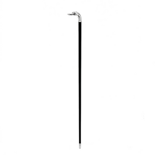 Silver greyhound handle polished wood shaft handmade Italian luxury walking stick close-up