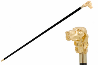 Dog head handle designer handmade Italian luxury walking cane front view