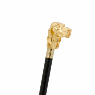 Dog head handle designer handmade Italian luxury walking cane handle detail