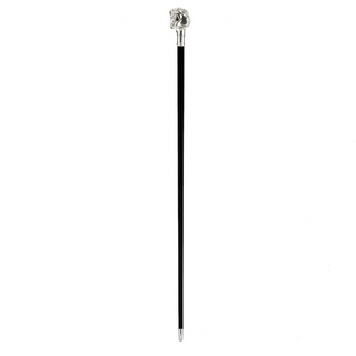 Silver horse metal handle polished wood shaft handmade Italian luxury walking cane close-up