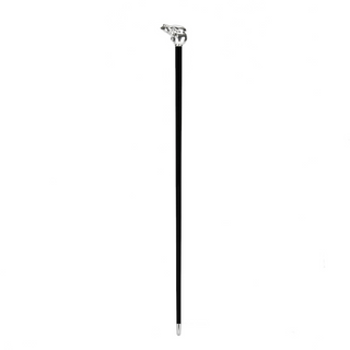 Silver frog silver-plated handle brass tip handmade Italian luxury walking cane close-up