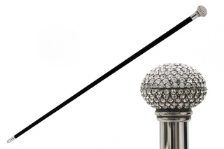 Swarovski crystal designer handmade Italian luxury walking stick front view