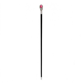 Red crystal brass handle handcrafted Italian luxury walking cane close-up