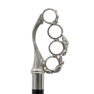 Brass knuckle Swarovski crystal accents handmade Italian designer walking stick detail