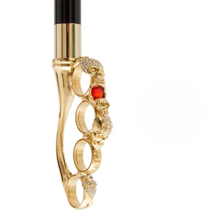 Brass knuckles Swarovski crystal handle handmade Italian designer luxury walking cane handle detail