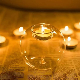 clear borosilicate crystal ball candle holder 8cm tabletop decor set view