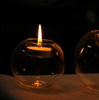 clear borosilicate crystal ball candle holder 8cm tabletop decor detail