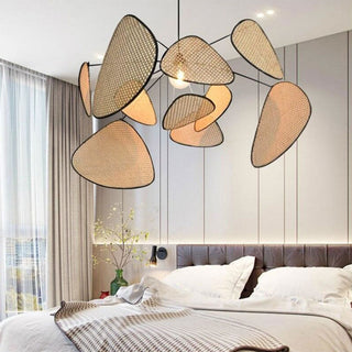 Adjustable rattan pendant for modern kitchen interior