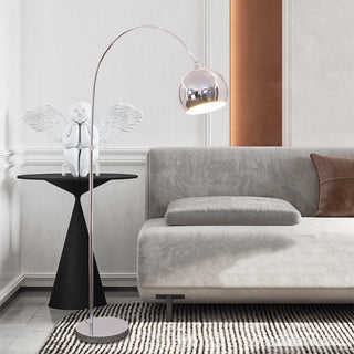 Bauhaus floor lamp illuminated — chrome metal E27 warm
