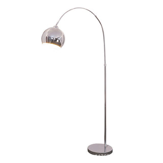 Bauhaus chrome metal lamp wide view — designer E27 warm