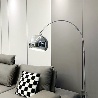 Bauhaus metal floor lamp — chrome finish designer E27 bulb