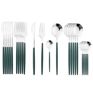 stainless steel cutlery 24 piece gold silver rose finish flatware overview