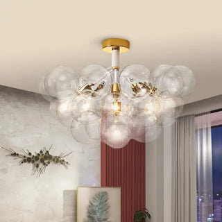 Semi-flush glass bubble ceiling lamp – modern dining room