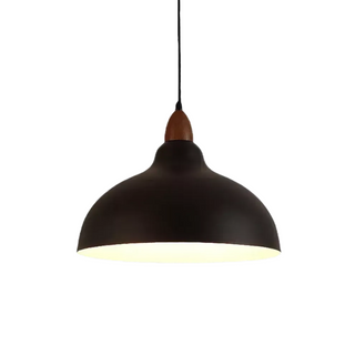 Pot-shaped pendant with wood and metal modern design
