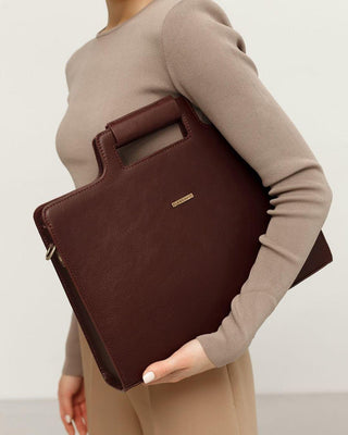 women leather laptop bag handmade durable briefcase businesswoman style set view