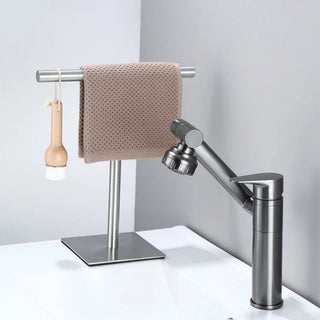 tall minimalist freestanding towel rack bathroom stand easy reach lifestyle view