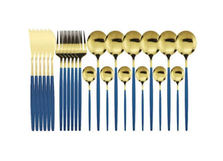 stainless steel cutlery casa sardinia blue 24 piece rustproof flatware detail