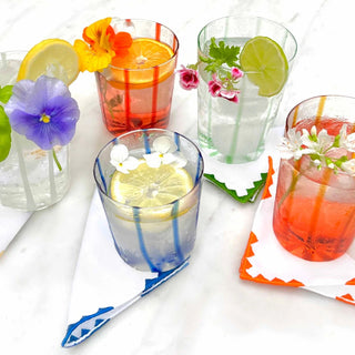 blue stripe glass tumbler