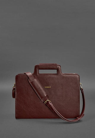 women leather laptop bag durable business shoulder bag elegant design close-up