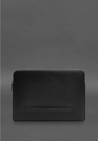 genuine leather laptop case zippered tech protector front pocket overview