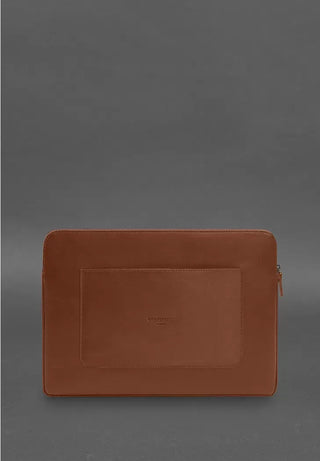 genuine leather laptop case zippered tech protector front pocket alternate view