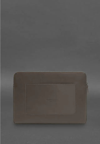 genuine leather laptop case zippered tech protector front pocket lifestyle view