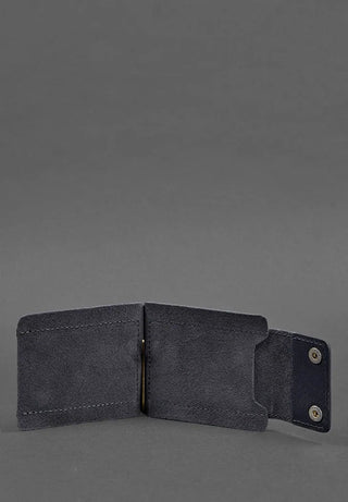 slim leather wallet haven money clip card slots men's premium accessory angle view