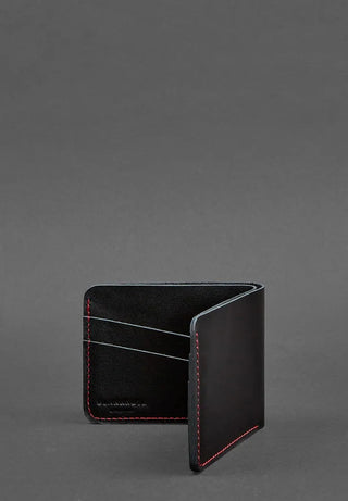 men's leather wallet haven genuine leather billfold multiple card slots compact close-up