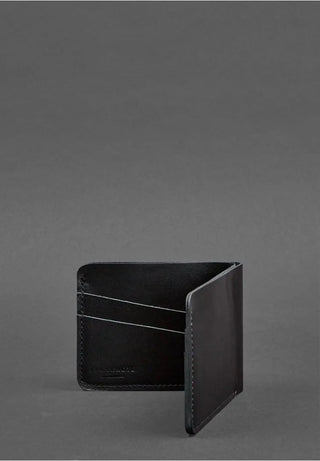 men's leather wallet haven compact slim genuine leather billfold minimalist card holder side view