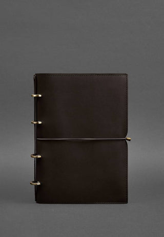 leather notebook rings a4 vintage leather planner replaceable inserts lifestyle view