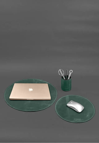 genuine handcrafted leather laptop desk pad pen holder set alternate view