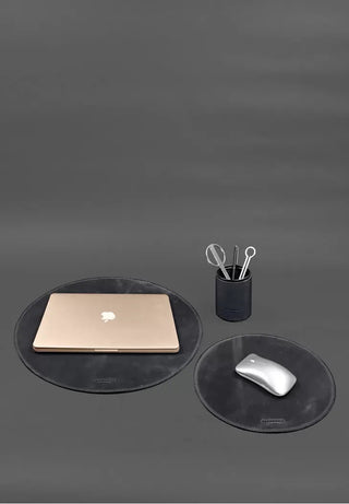 genuine handcrafted leather laptop desk pad pen holder set room view