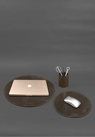 genuine handcrafted leather laptop desk pad pen holder set collection view