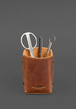 leather light brown desk organizer mat pen holder set lifestyle view