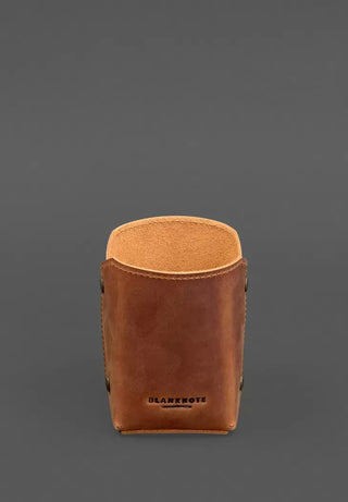 leather light brown desk organizer mat pen holder set top view