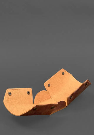 leather light brown desk organizer mat pen holder set close-up detail