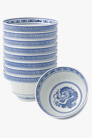 chinese dragon-motif porcelain ramen bowl