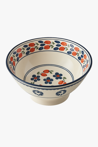 japanese floral-motif ceramic ramen bowl