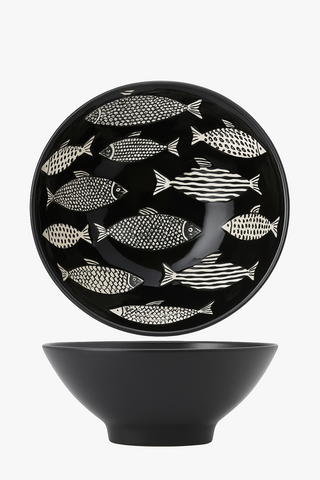 japanese floral-motif ceramic ramen bowl