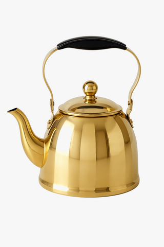 floral-motif stainless steel kettle with infuser