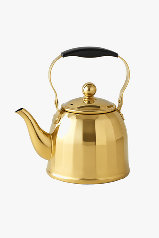 floral-motif stainless steel kettle with infuser