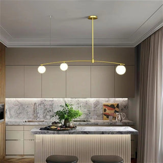 Glass ball pendant light with soft ambient glow, modern sphere hanging ceiling lamp