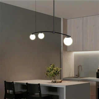 Round glass ball pendant lamp, modern soft ambient hanging ceiling light for living room