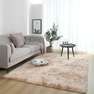 fluffy light brown European kilim non slip plush carpet front view
