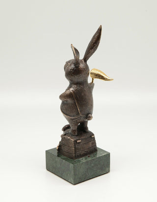 bronze joyful hare limited edition outdoor art sculpture detail