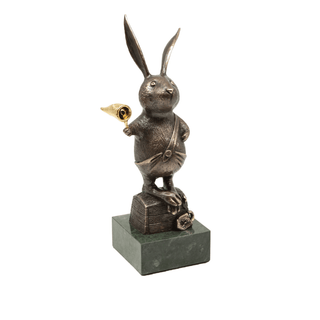 bronze joyful hare limited edition outdoor art sculpture front view