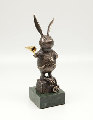 bronze joyful hare limited edition outdoor art sculpture set view
