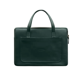 leather laptop sleeve 13 inch crust leather handles front pocket front view