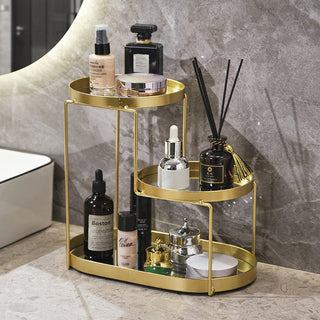 multi-tier shelf durable cosmetics storage rack bathroom organiser detail