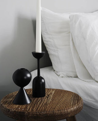 sahara candle holder set modern black wooden candle holders solid base product view